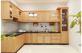 TỦ BẾP GỖ TỰ NHIÊN CHỮ L 2021 TN425