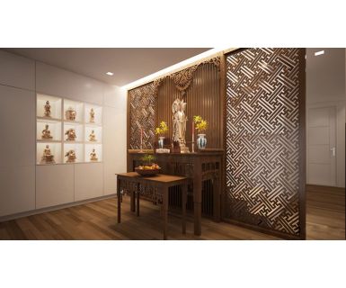 PHÒNG THỜ PHẬT THIẾT KẾ PHONG CÁCH Á ĐÔNG TN127