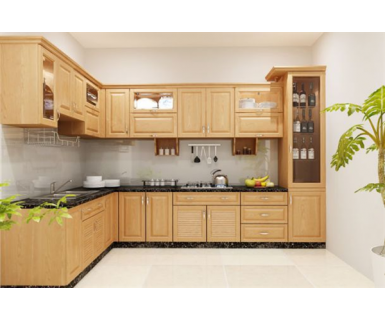 TỦ BẾP GỖ TỰ NHIÊN CHỮ L 2021 TN425