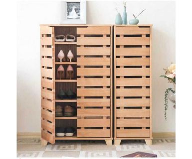 TỦ GIÀY ĐẸP GỖ TỰ NHIÊN CỬA CÓ KHE THOÁNG KHÍ TN143