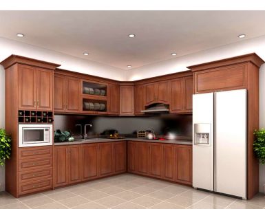 TỦ BẾP GỖ CĂM XE ĐẸP TN431