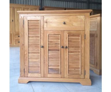 TỦ GIÀY BA CÁNH LÁ SÁCH GỖ SỒI TN260