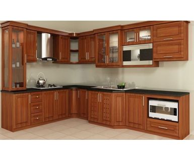 TỦ BẾP GỖ CĂM XE HIỆN ĐẠI 2021 TN428