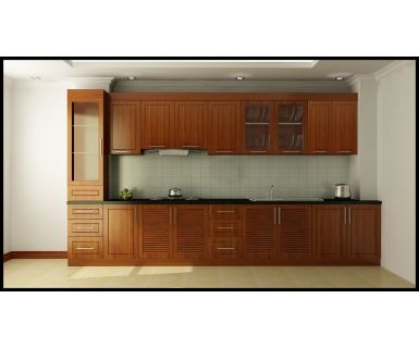 TỦ BẾP CHUNG CƯ GỖ SỒI NGA CHỮ I ĐẸP TN438